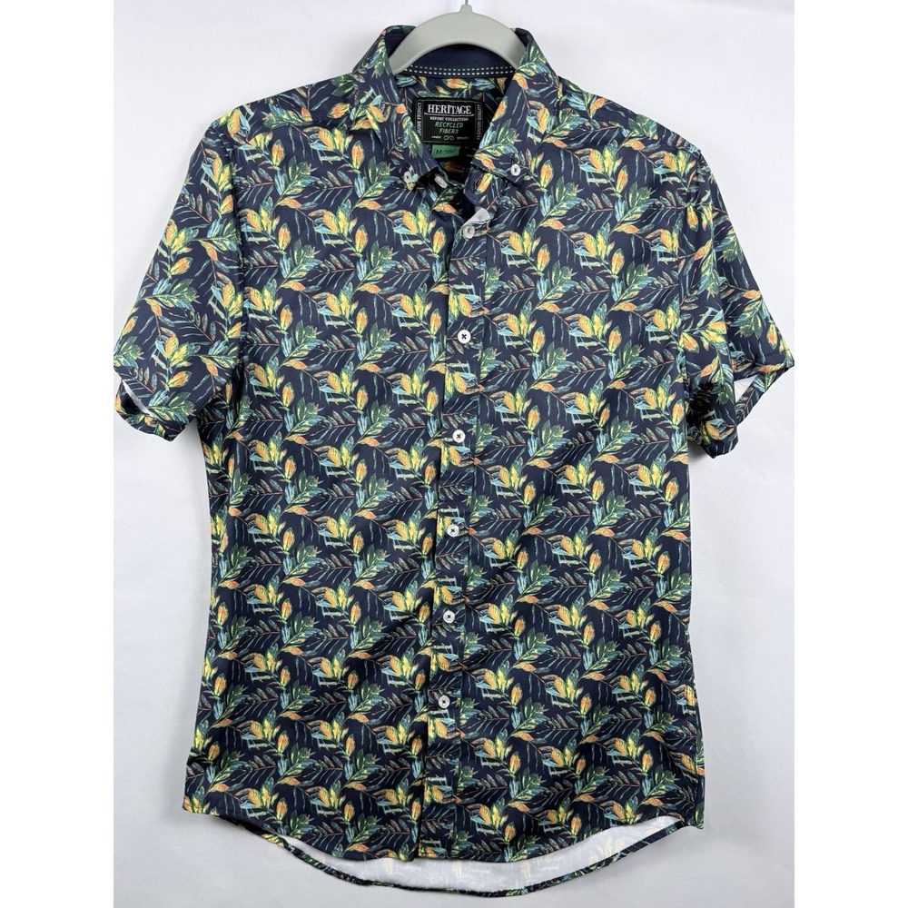 Heritage Resort Men's M Tropical Floral Button Up Shirt Recycled Fibers